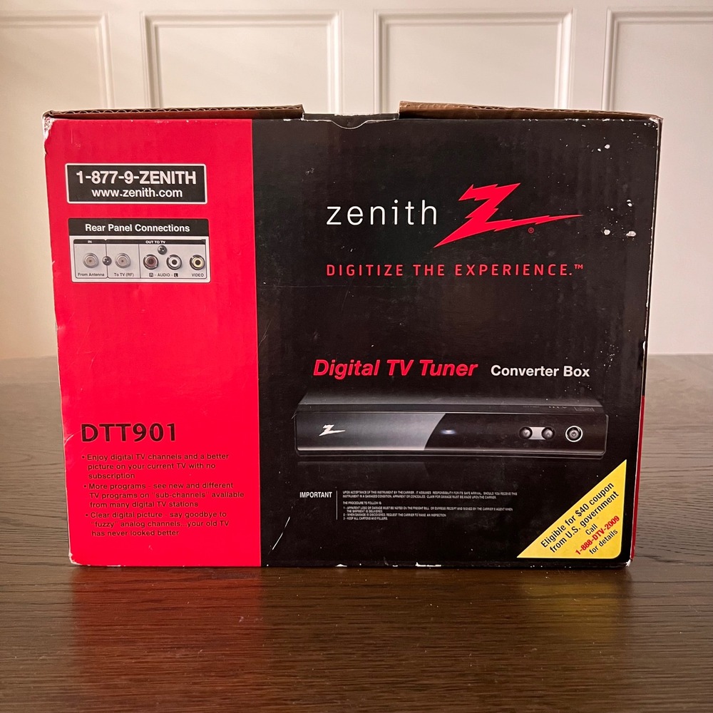 Zenith DTT901 Digital TV Tuner Converter Box Black Analog to Digital Receiver